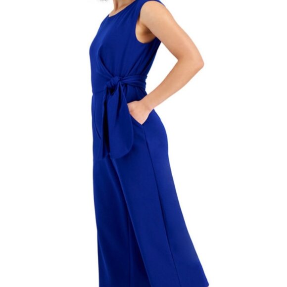 Tahari Round Neck Sleveless Side tie Cocktail Jumpsuit Size 12 - Picture 7 of 9
